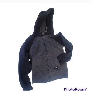 Boys fleece full zip-up gray & black hoodie